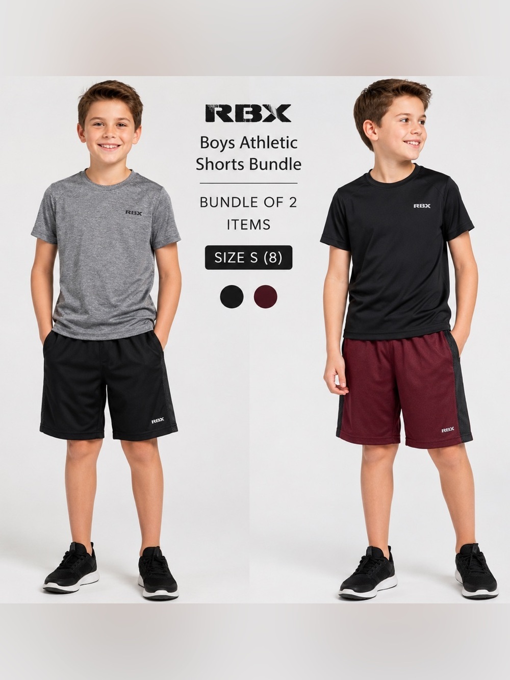 RBX Boys Athletic Shorts Bundle Size S (8) Big Boys Bundle of 2 Items